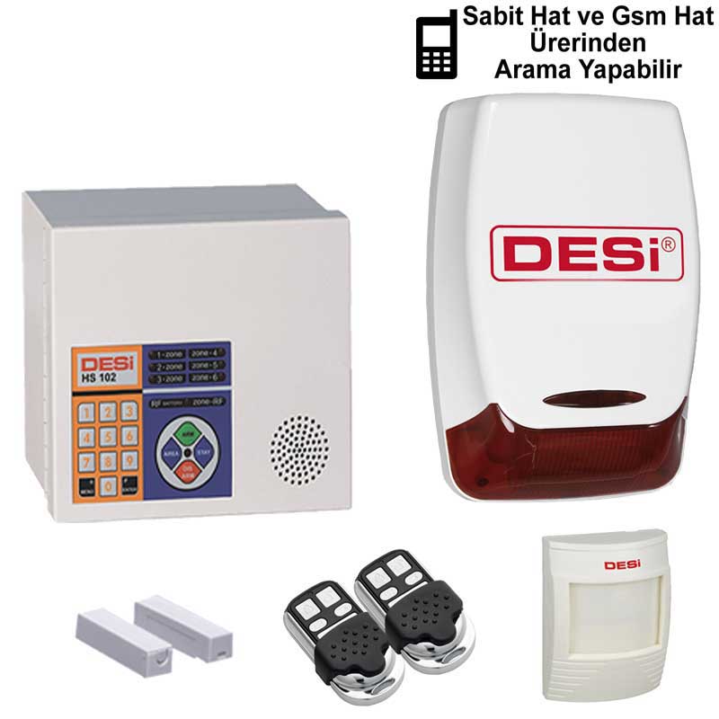Desi HS-102 Metaline GSM Aramalı Kablosuz Alarm Sistemi